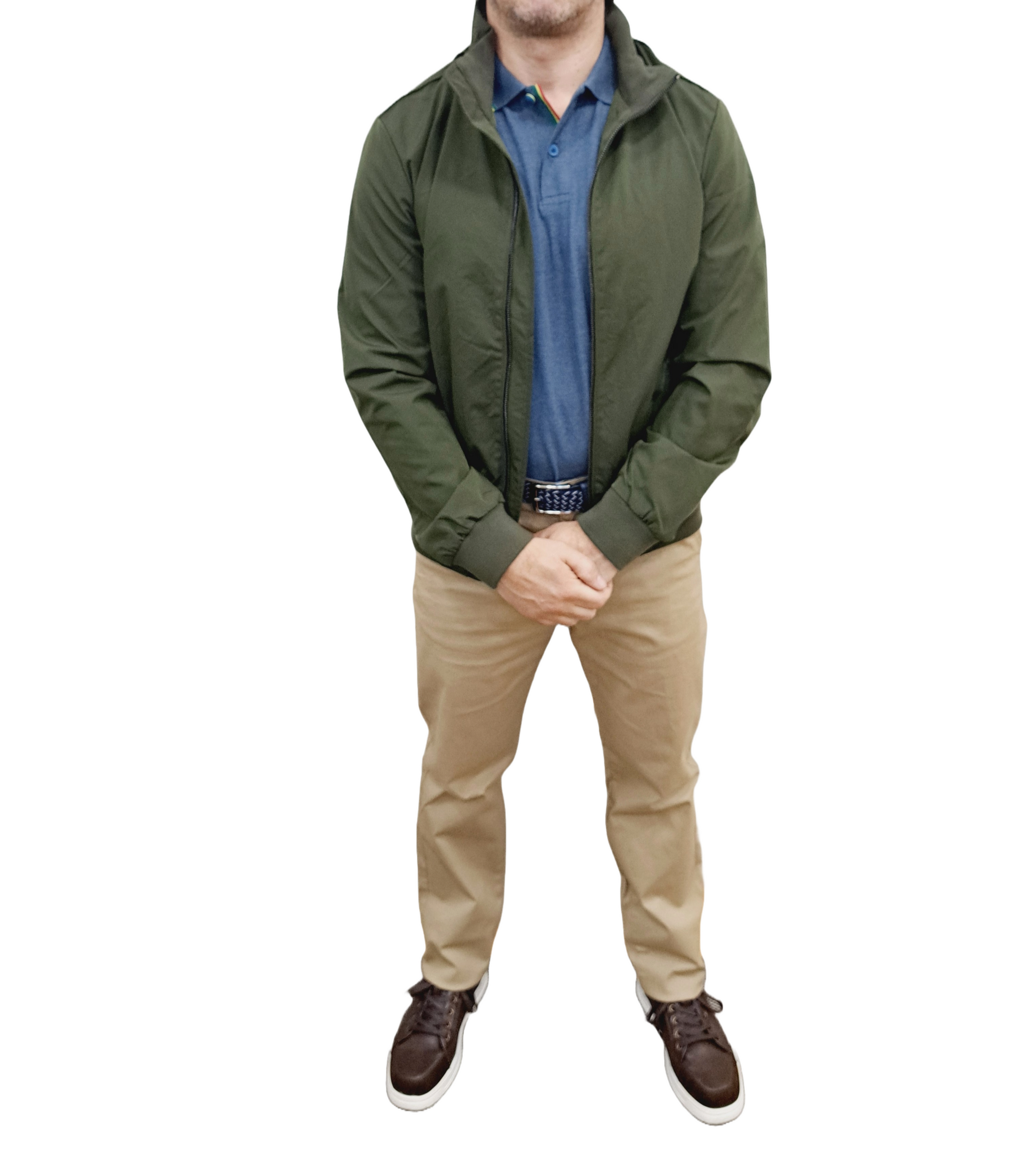 Khaki stretch bomber jacket hot sale